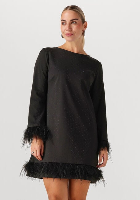 Zwarte ANA ALCAZAR Mini jurk DRESS FEATHERS - large