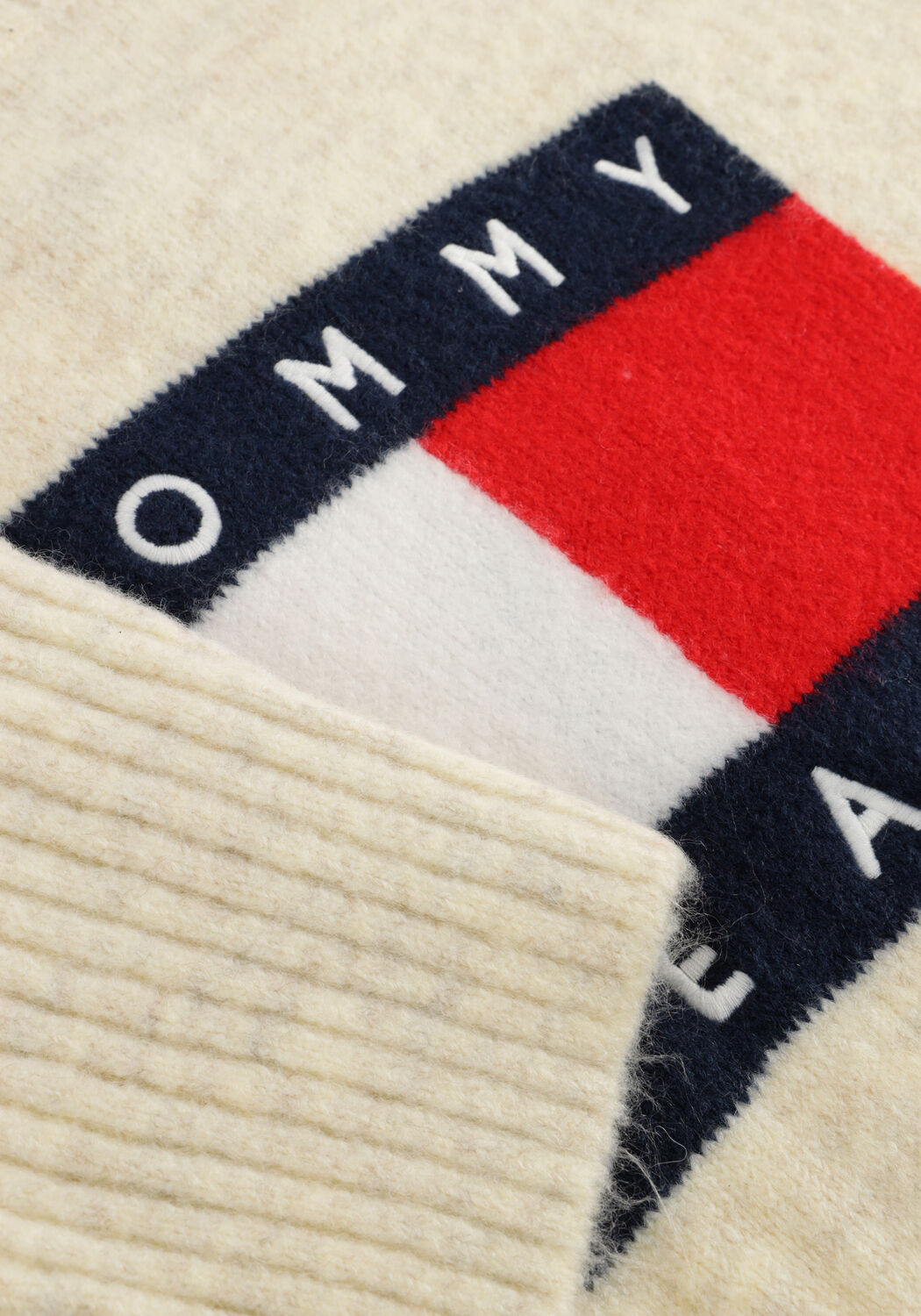 Ecru TOMMY JEANS Trui TJW MELANGE FLAG SWEATER RIB EXT - large