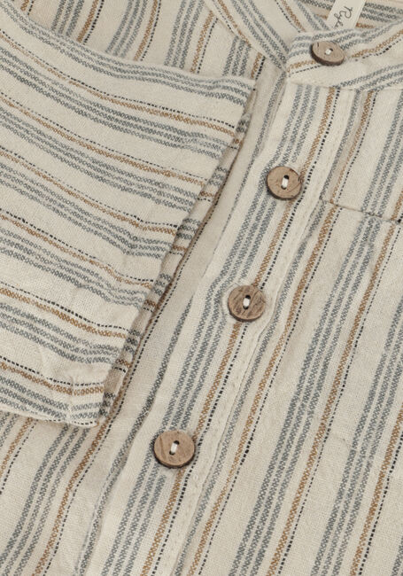 Beige RYLEE + CRU Klassieke overhemden SHORT SLEEVE MASON SHIRT NAUTICAL STRIPE - large