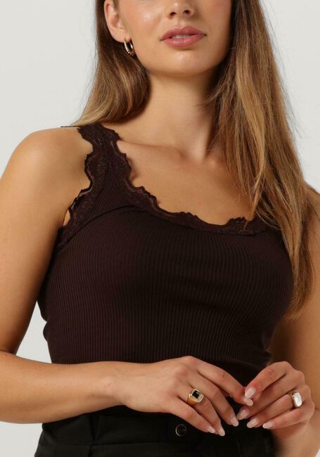 Bruine ROSEMUNDE Top BABETTE SILK TOP W/ LACE - large