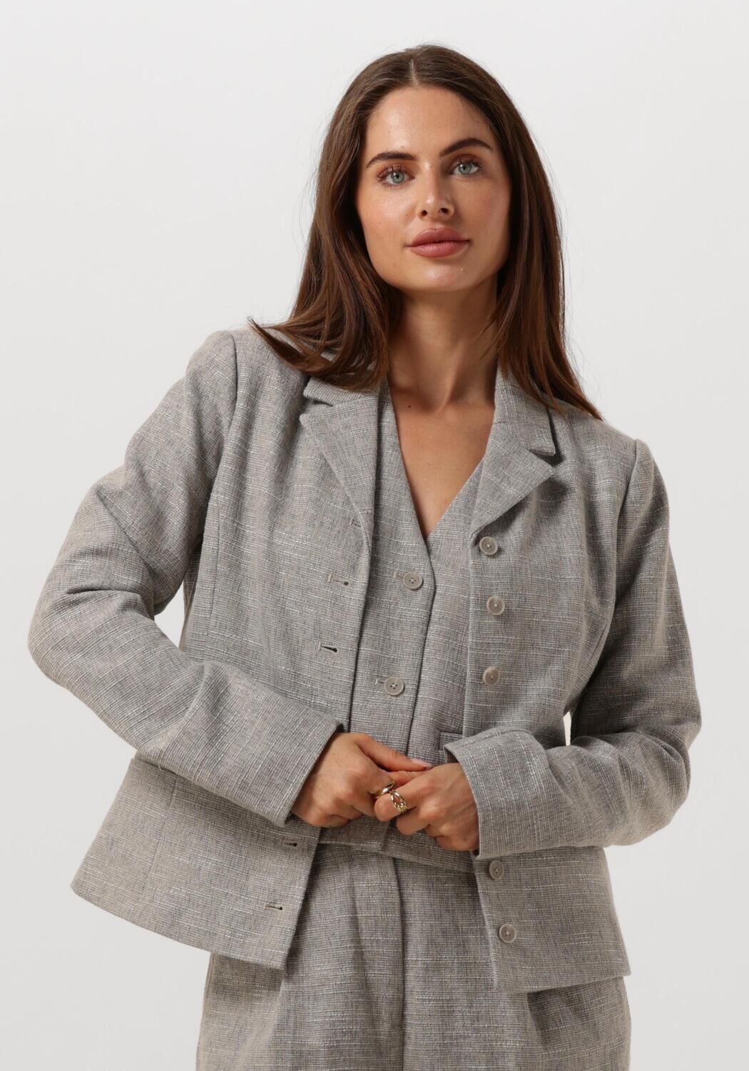 Modström Gestructureerd vest met voorzakken Gray Dames