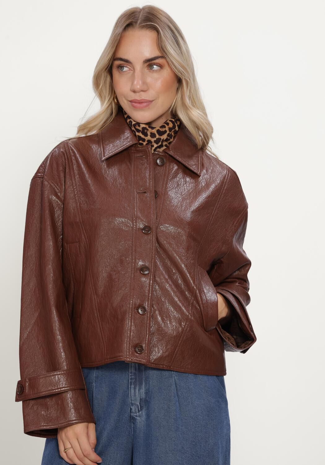 Bruine SUMMUM Leren jas JACKET FAUX LEATHER - large