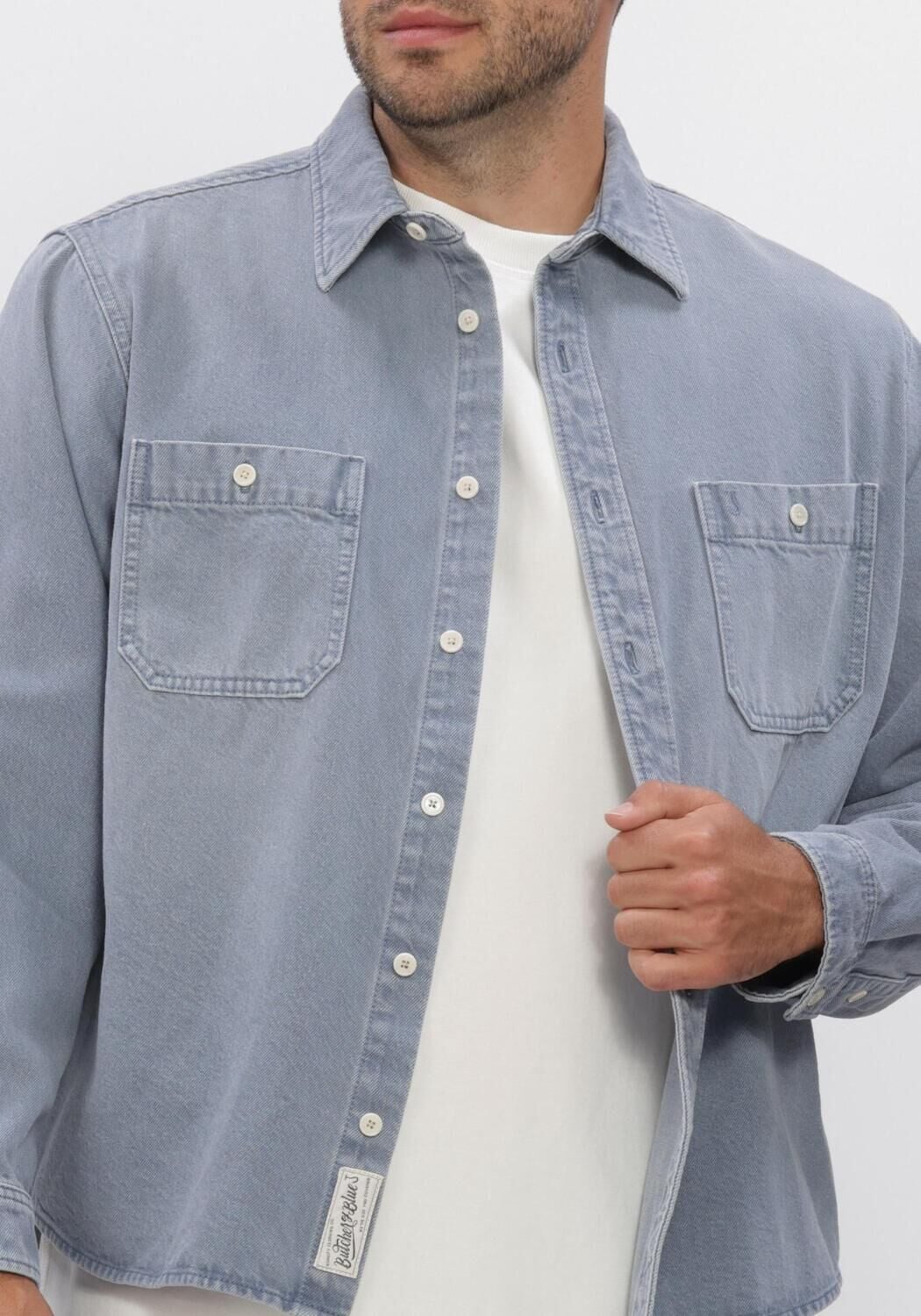 BUTCHER OF BLUE Heren Overshirts Blaine Garment Dye Oveshirt Lichtblauw