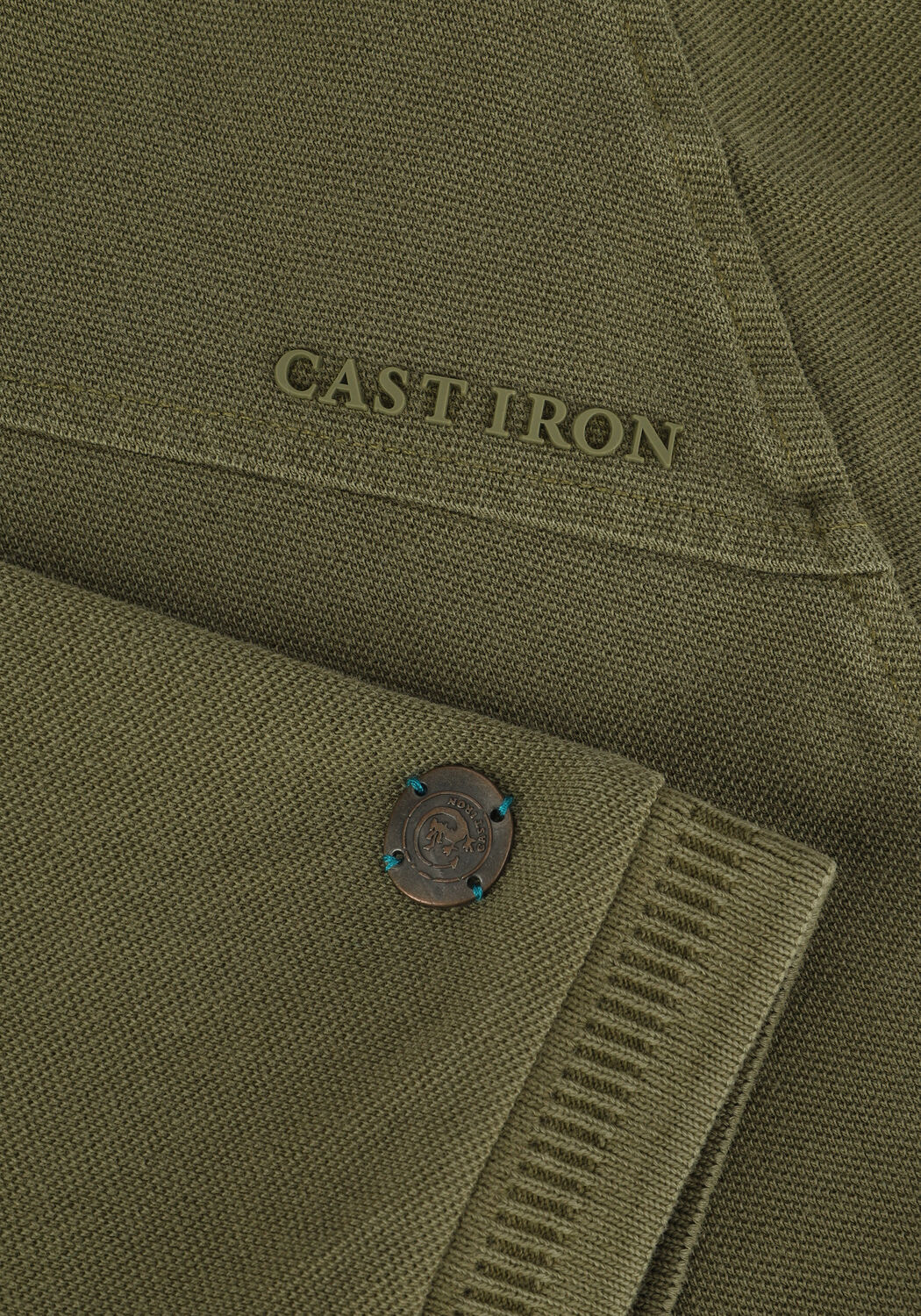 Olijf CAST IRON Polo SHORT SLEEVE POLO COTTON GD PIQUE - large