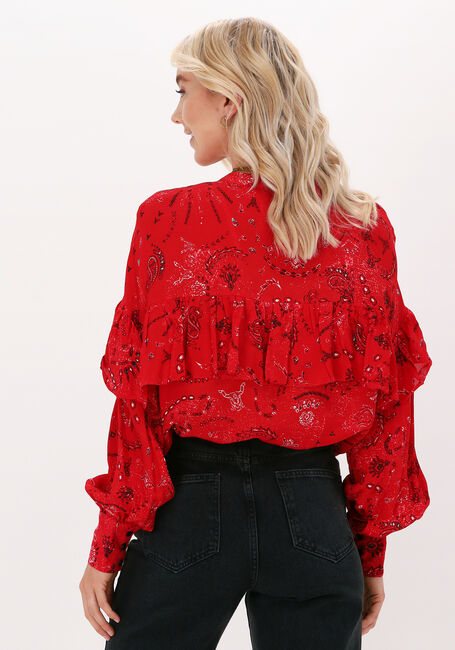 Rode ALIX THE LABEL Blouses LADIES WOVEN ORNAMENT RUFFLE BLOUSE - large
