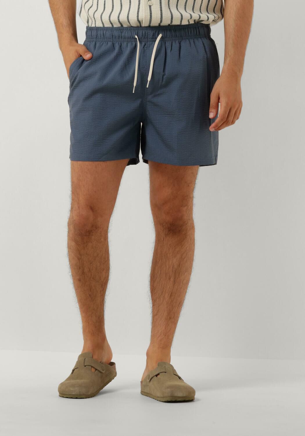 SELECTED HOMME Heren Zwembroeken Slhcooper Seersucker Swimshorts Blauw