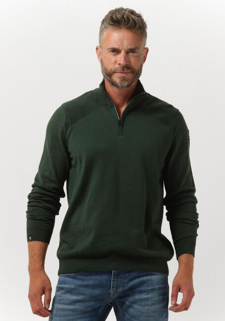 Donkergroene VANGUARD Sweater HALF ZIP COLLAR PIMA COTTON - large