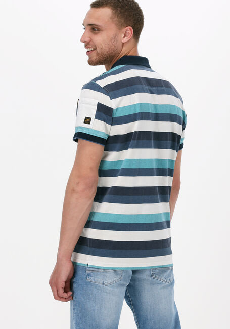 Blauwe PME LEGEND Polo SHORRT SLEEVE POLO WASHED JERSEY STRIPE - large