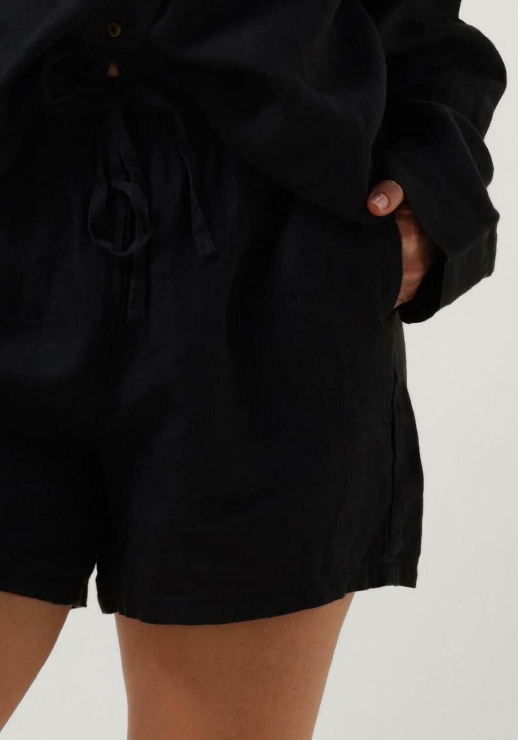 SELECTED FEMME Dames Broeken Slflinnie Mw Linen Shorts Zwart
