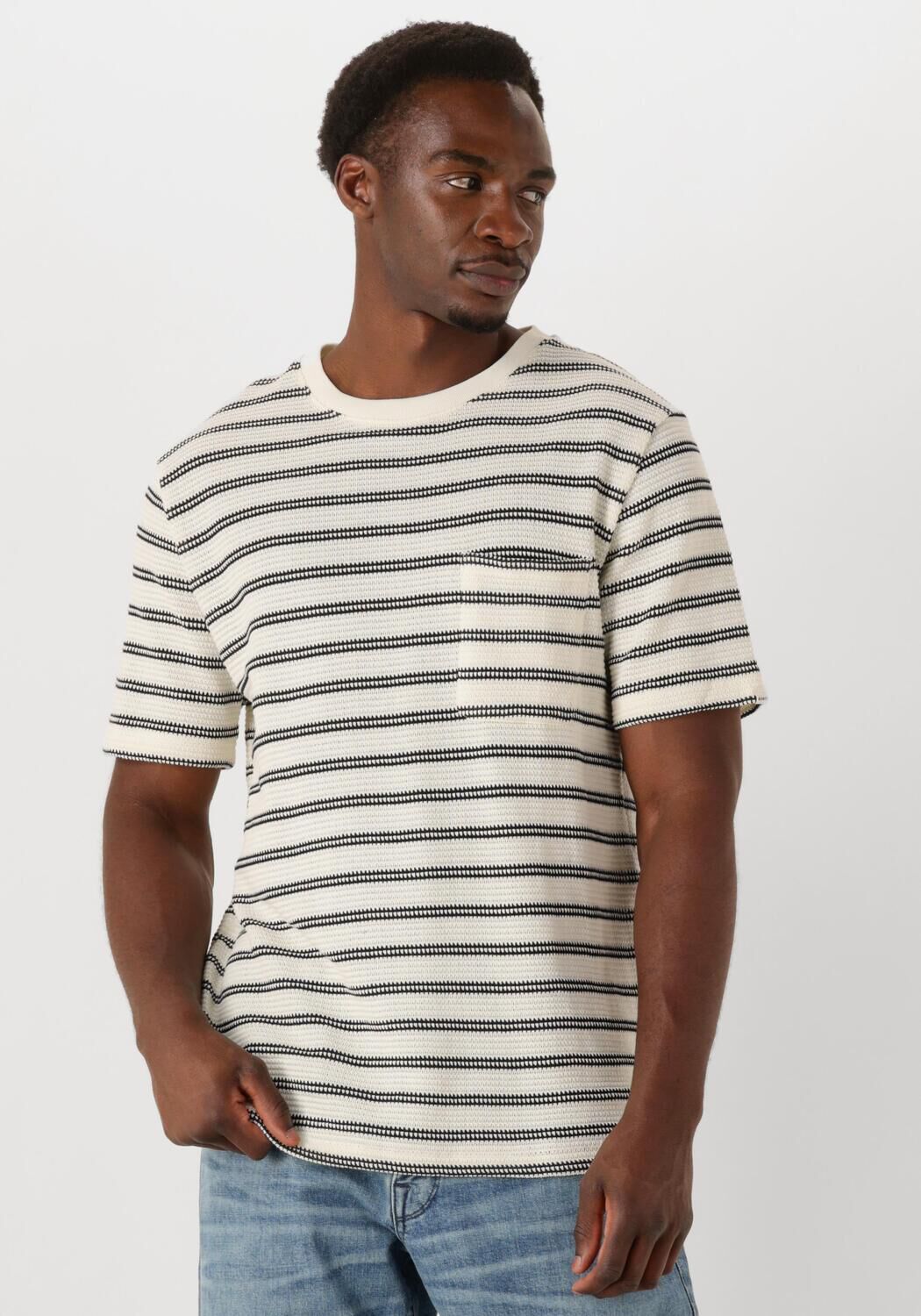 ANERKJENDT Heren Polo's & T-shirts Akkiki Jacq Stripe Tee Ecru