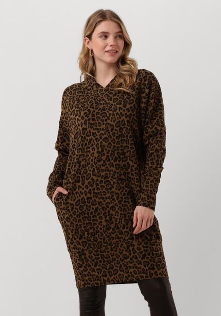 Bruine 10DAYS Mini jurk V-NECK DRESS LEOPARD - large