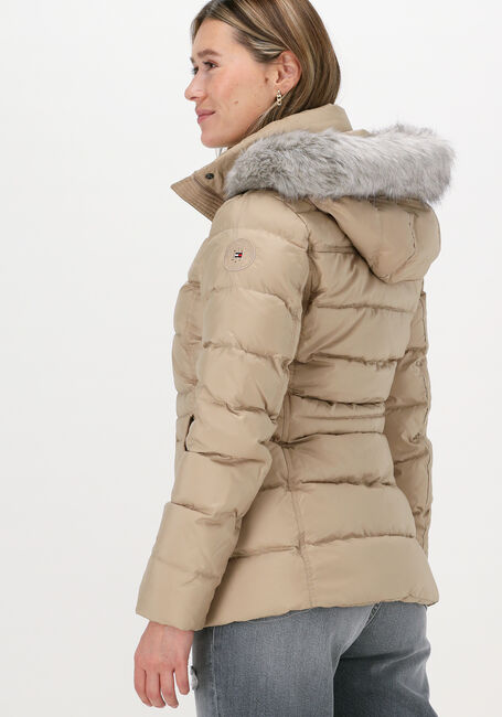 Beige TOMMY HILFIGER Gewatteerde jas TH ESS TYRA DOWN JKT WITH FUR - large