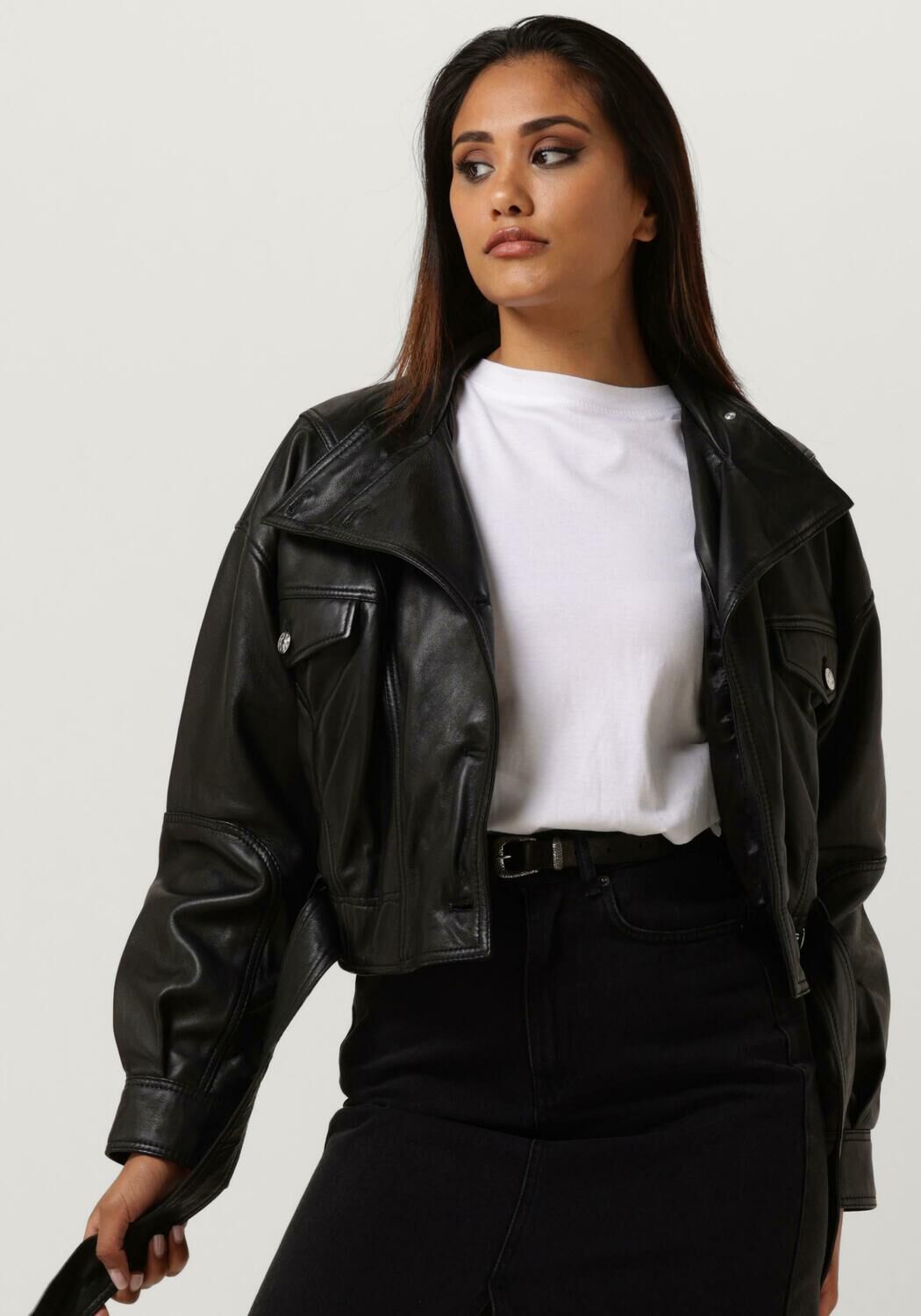 Zwarte GOOSECRAFT Leren jas GC DAIGUIRI JACKET Omoda