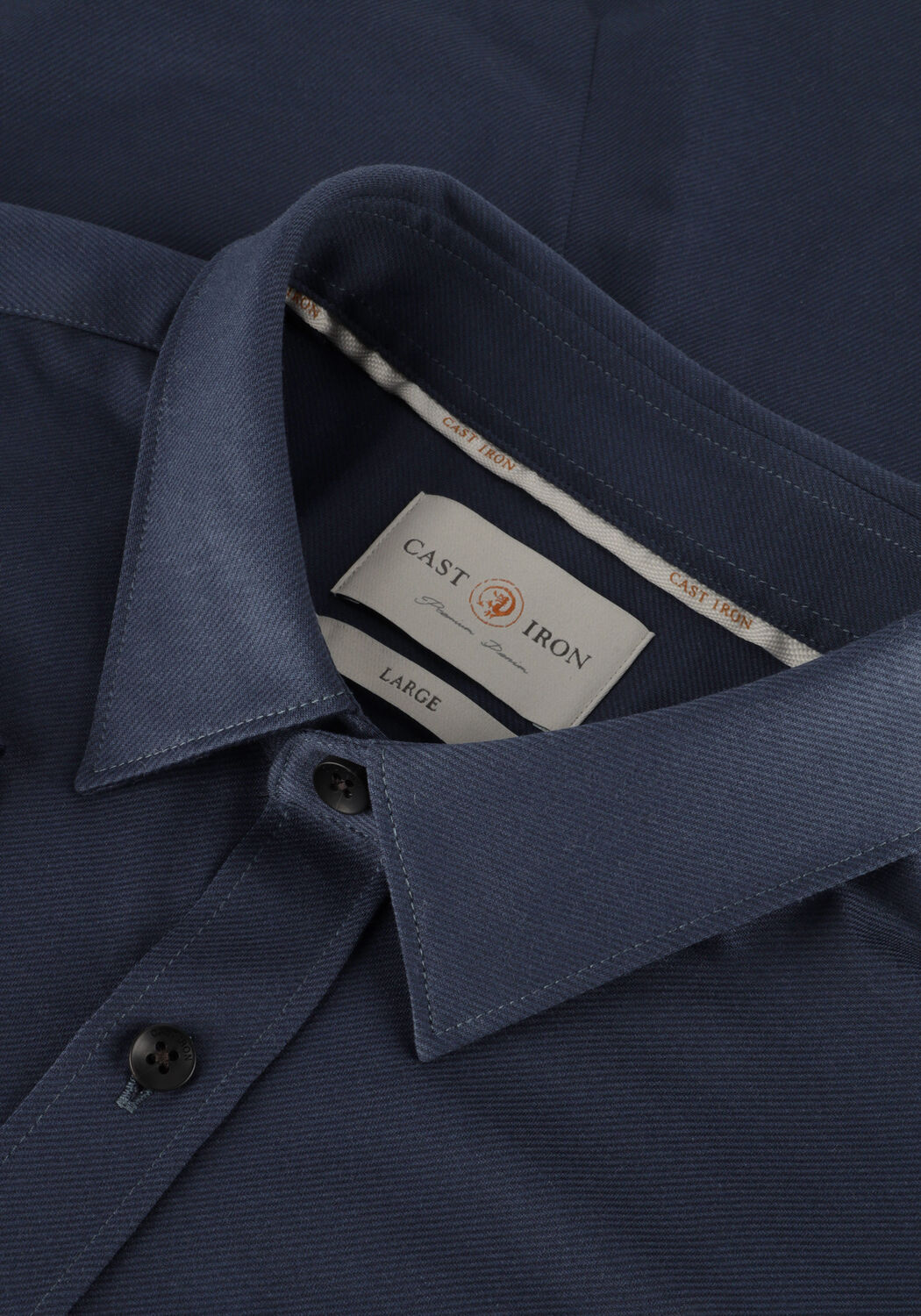 Donkerblauwe CAST IRON Casual overhemd LONG SLEEVE SHIRT TWILL JERSEY 2 TONE - large
