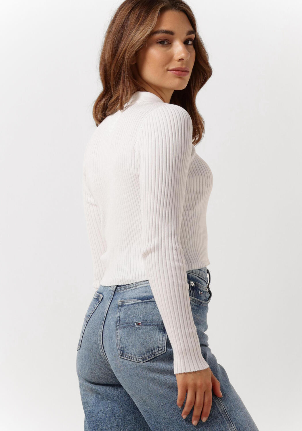 witte tommy jeans trui sweaters half zipp