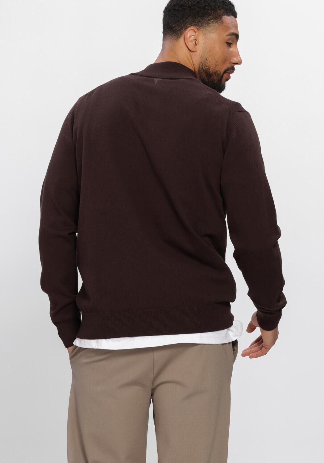 Bruine PURE PATH Trui LIGHT WEIGHT HIDDEN HALF-ZIP - large