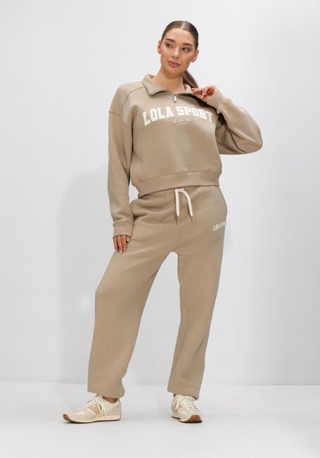 Beige THE LOLA CLUB Trui JAYLA HALF ZIP SWEATER - large