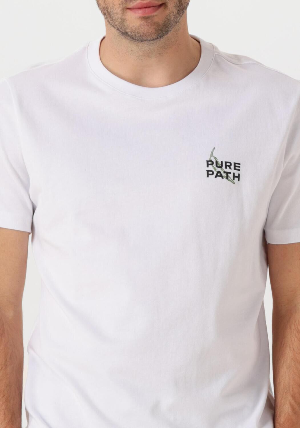 PURE PATH Heren Polo's & T-shirts Regular Fit Crewneck Ss T-shirts Wit