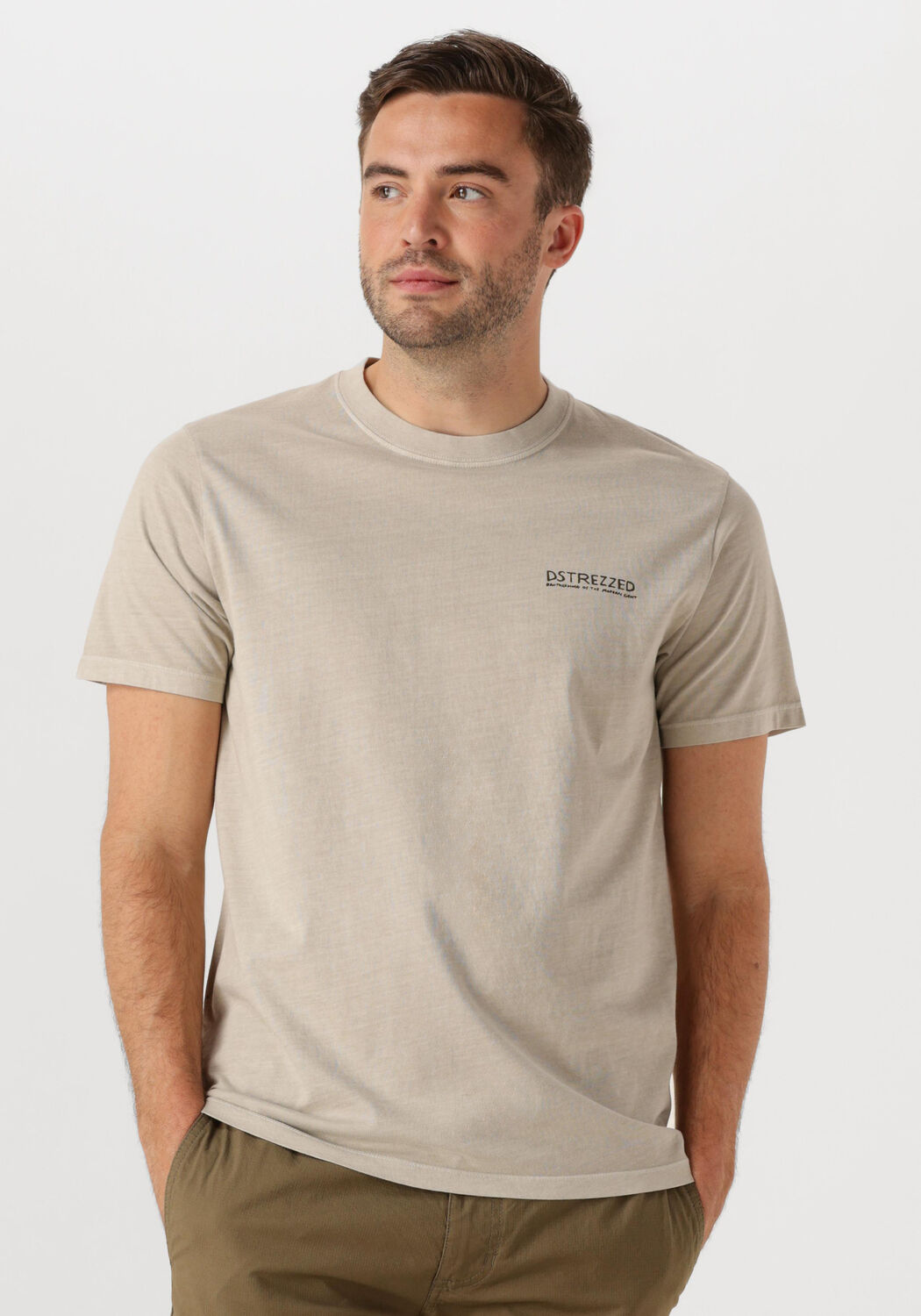 DSTREZZED Heren Polo's & T-shirts Nickolas Graphic Tee Beige