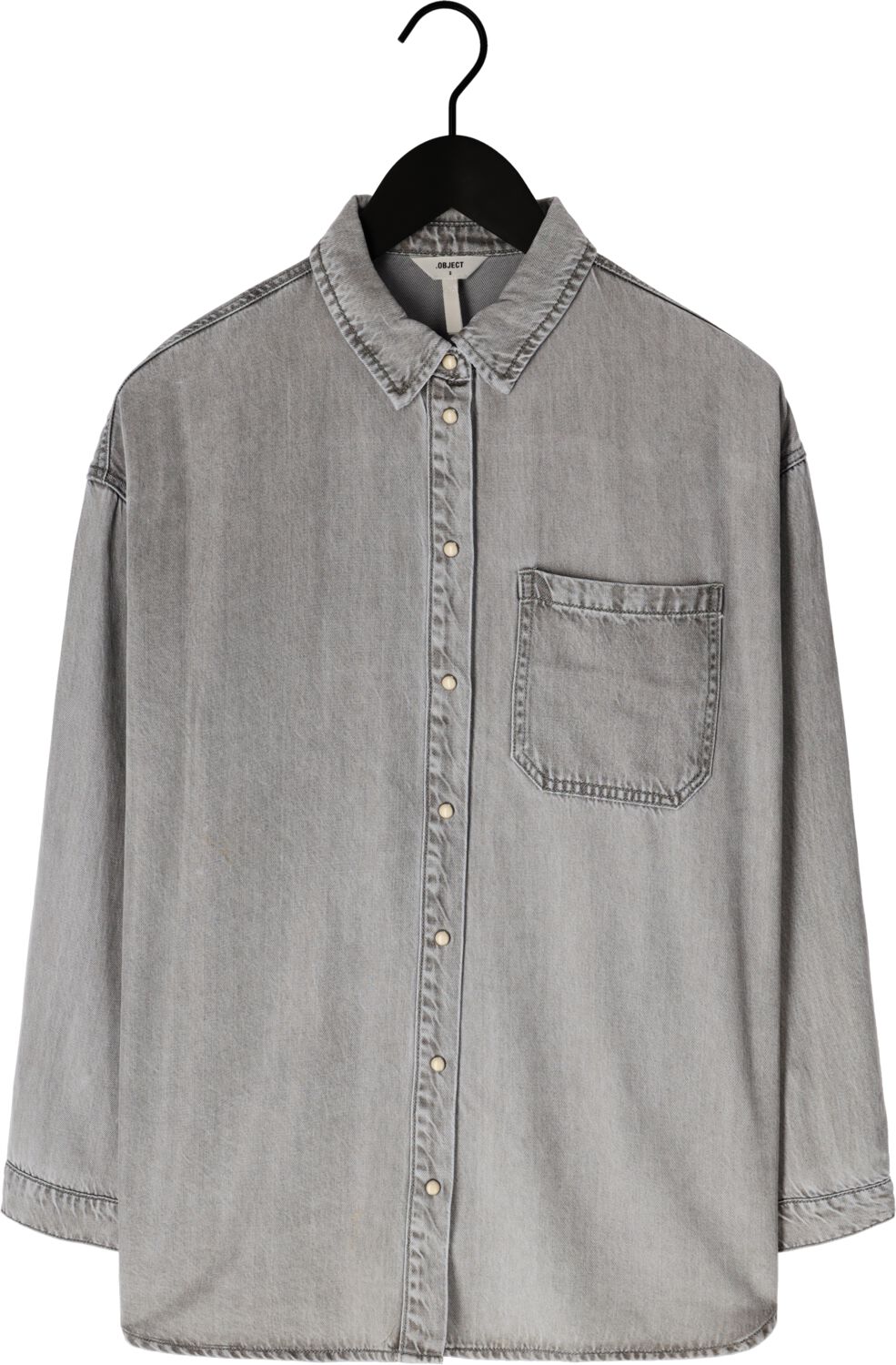 OBJECT Dames Blouses Objframe L s Lo Shirt Grijs