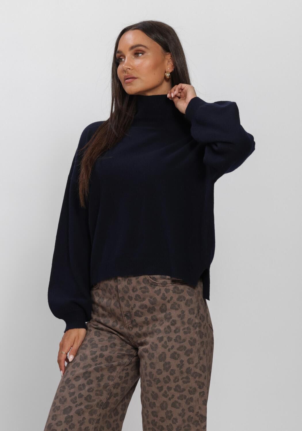 Donkerblauwe BY-BAR Trui SAMMIE PULLOVER - large