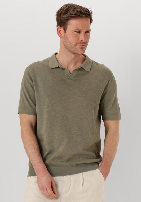 Olijf SELECTED HOMME Polo SLHMATTIS SS KNIT SUN OPEN POLO NOOS - large