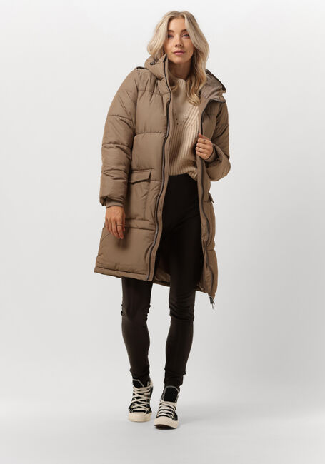 Bruine OBJECT Gewatteerde jas HANNA L/S LONG JACKET - large