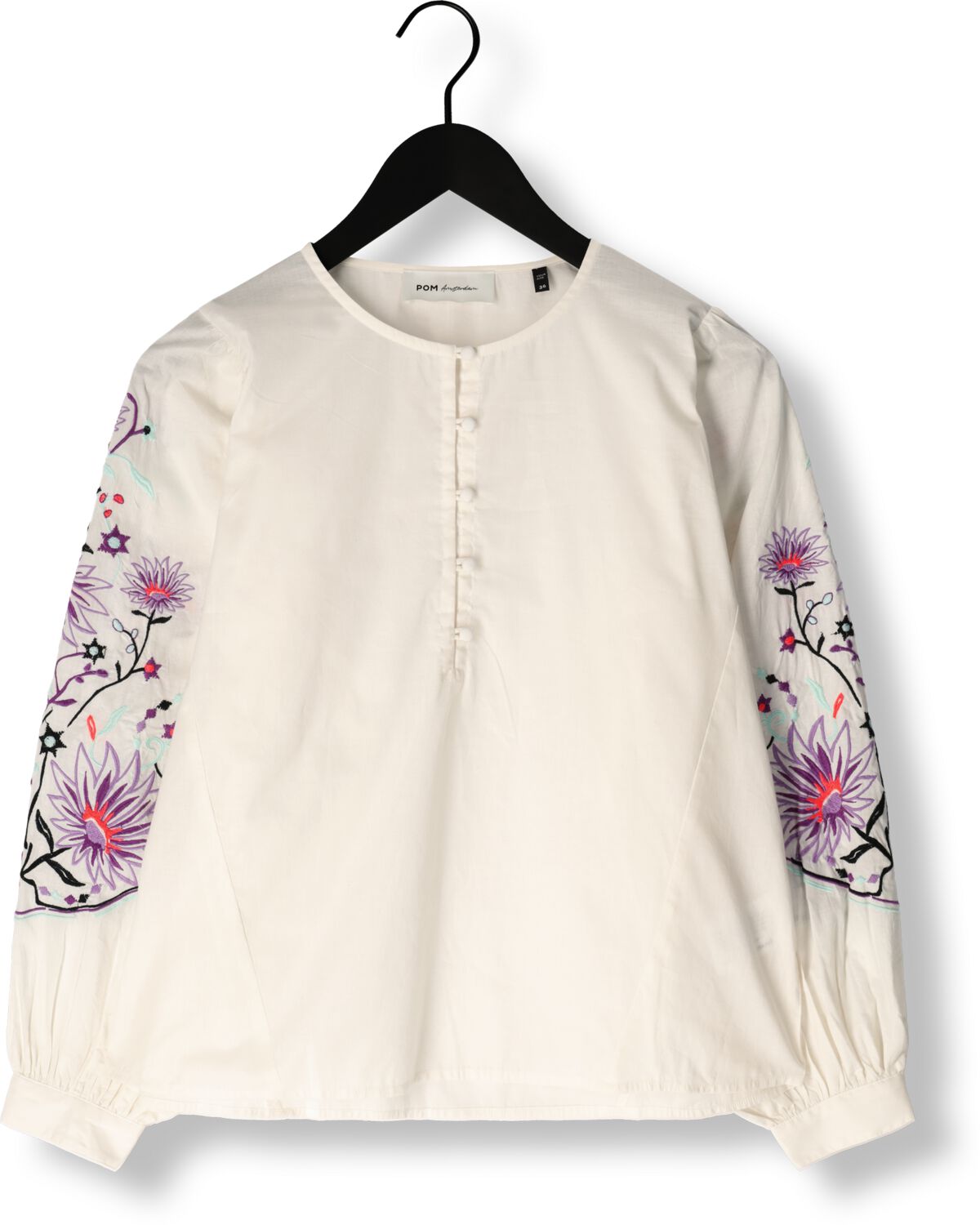 POM AMSTERDAM Dames Blouses Embroidery Purple Blouse Zand