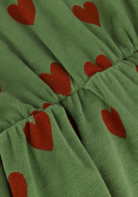 Groene CARLIJNQ Midi jurk HEARTS - SKATER DRESS OVERSIZED WITH RUFFLES - large
