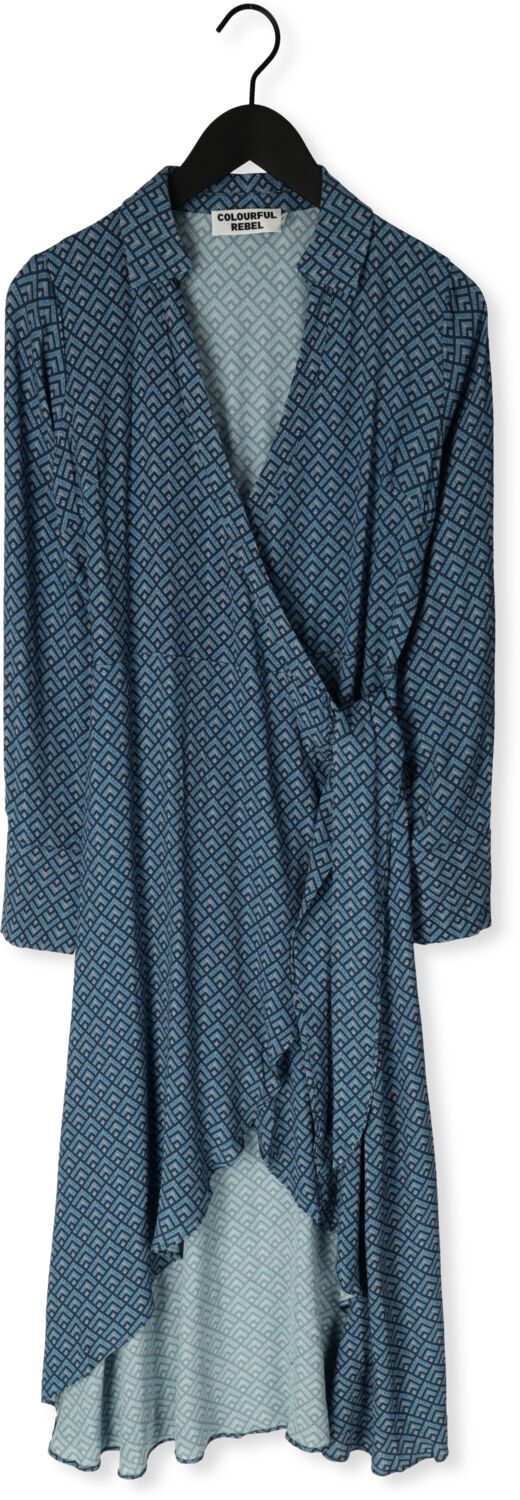 COLOURFUL REBEL Dames Jurken Lea Small Geo Wrap Midi Dress Blauw