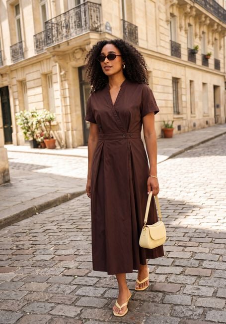 Bruine CO'COUTURE Midi jurk ELARACC WRAP SS DRESS - large