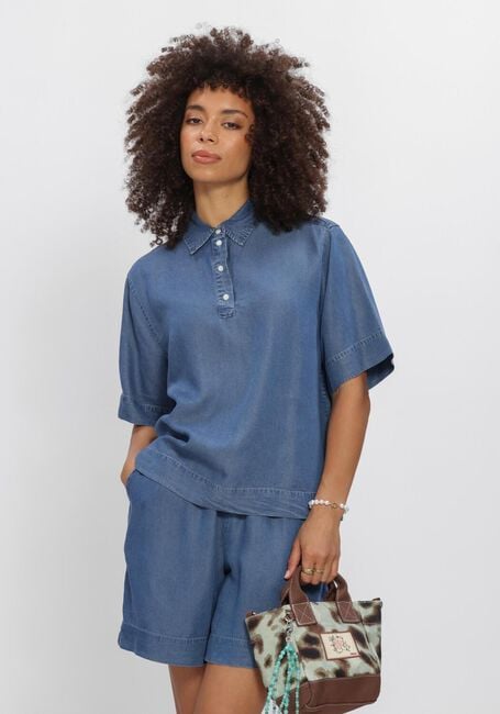Blauwe SELECTED WOMEN Blouses SLFJANNA OVERSIZE 2/4 POLO SHIRT - large