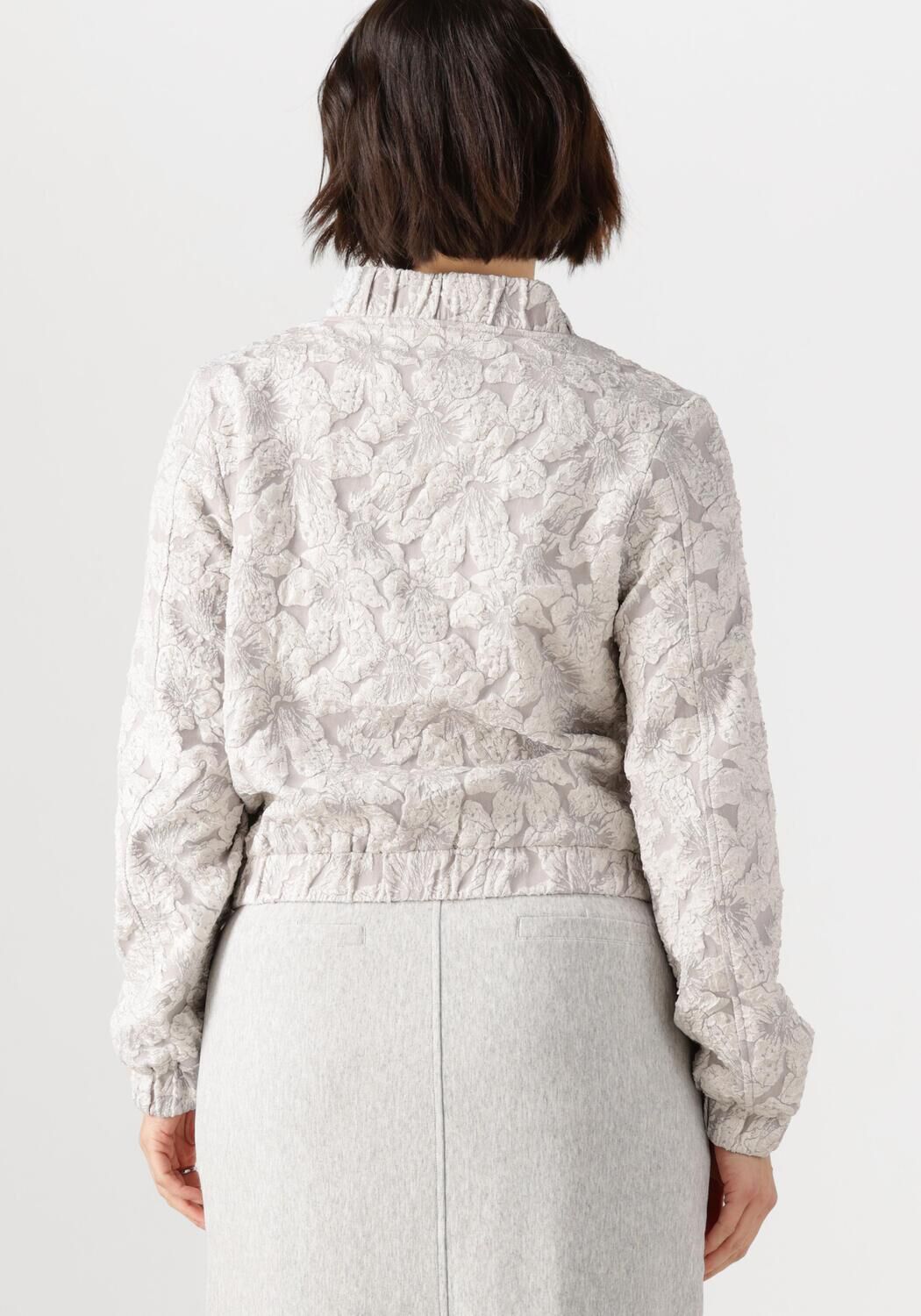 JANSEN AMSTERDAM Dames Jassen Josien Jasje J 275 Jacquard Bomber Long Sleeve Grijs