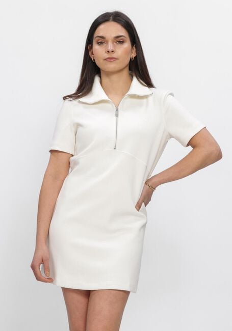 Ecru CALVIN KLEIN Mini jurk SS SPACER MIXED MEDIA RIB MOCK - large