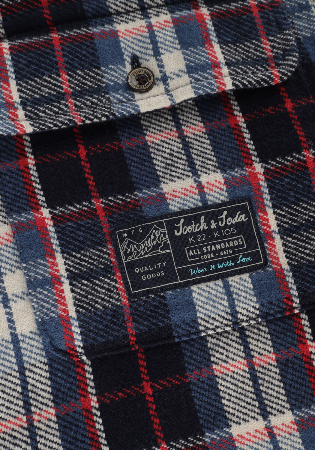 Blauwe SCOTCH & SODA Casual overhemd REGULAR FIT MID-WEIGHT BRUSHED FLANNEL CHECK SHIRT - large