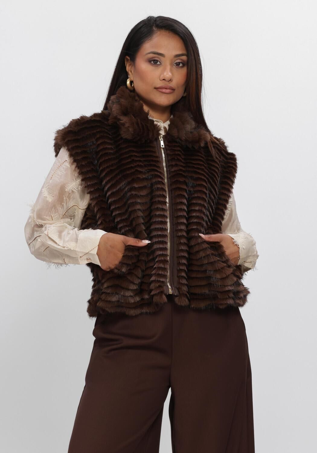 Bruine NUKUS Gilet HARRIET GILET ZIPPER - large