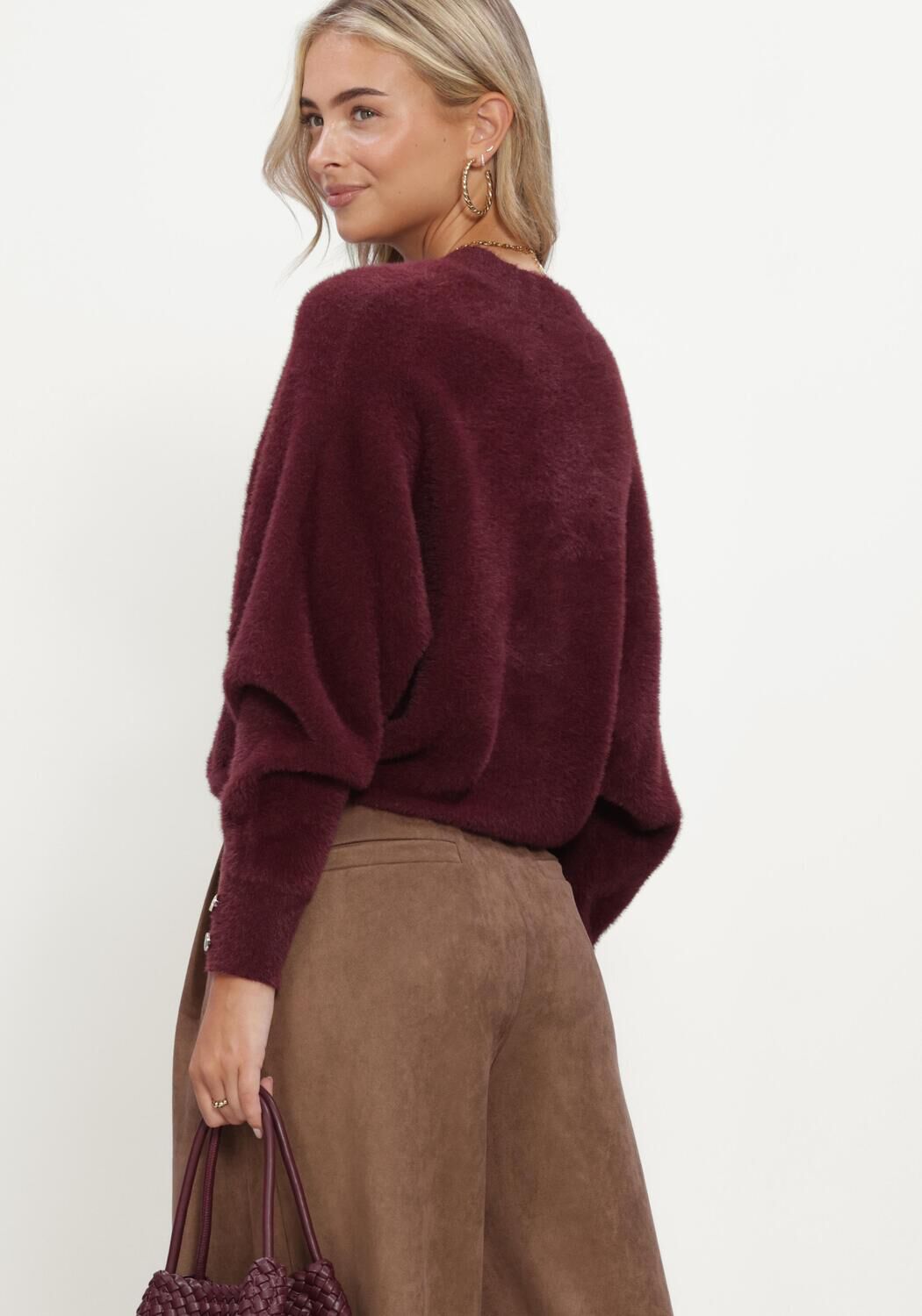 Bordeaux NUKUS Trui BEAU PULLOVER WRAP - large