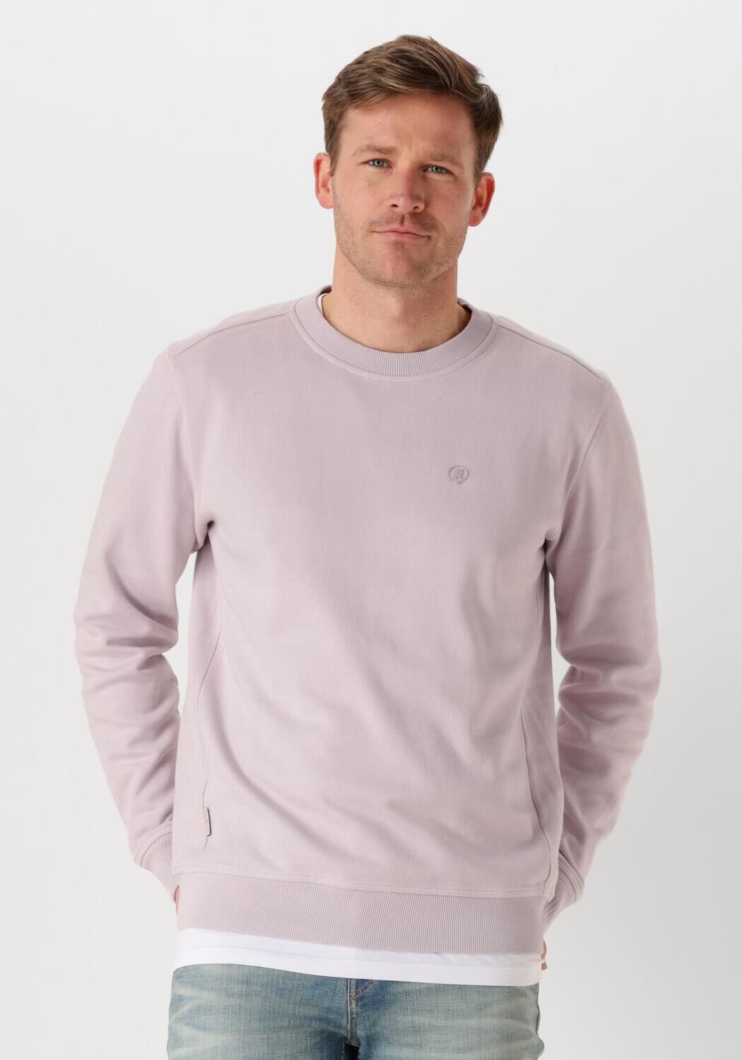 CAST IRON Heren Truien & Vesten Long Sleeve R-neck Regular Fit Twill Lila