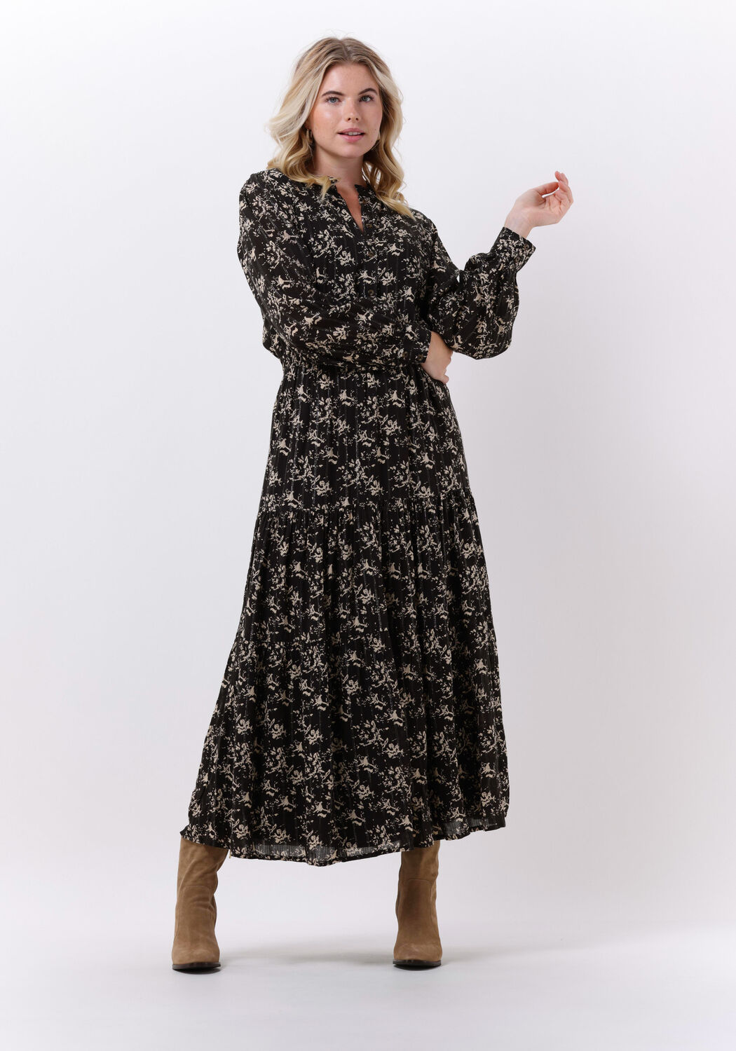 Part two Maxi-jurk lichtgrijs-zwart abstract patroon elegant Mode Jurken Maxi-jurken 