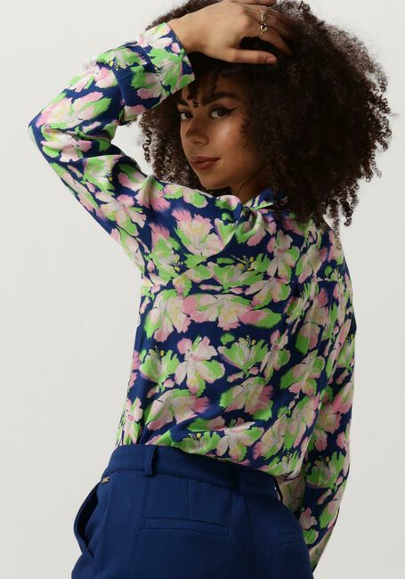Blauwe POM AMSTERDAM Blouses MILA LILIES BLUE BLOUSE - large