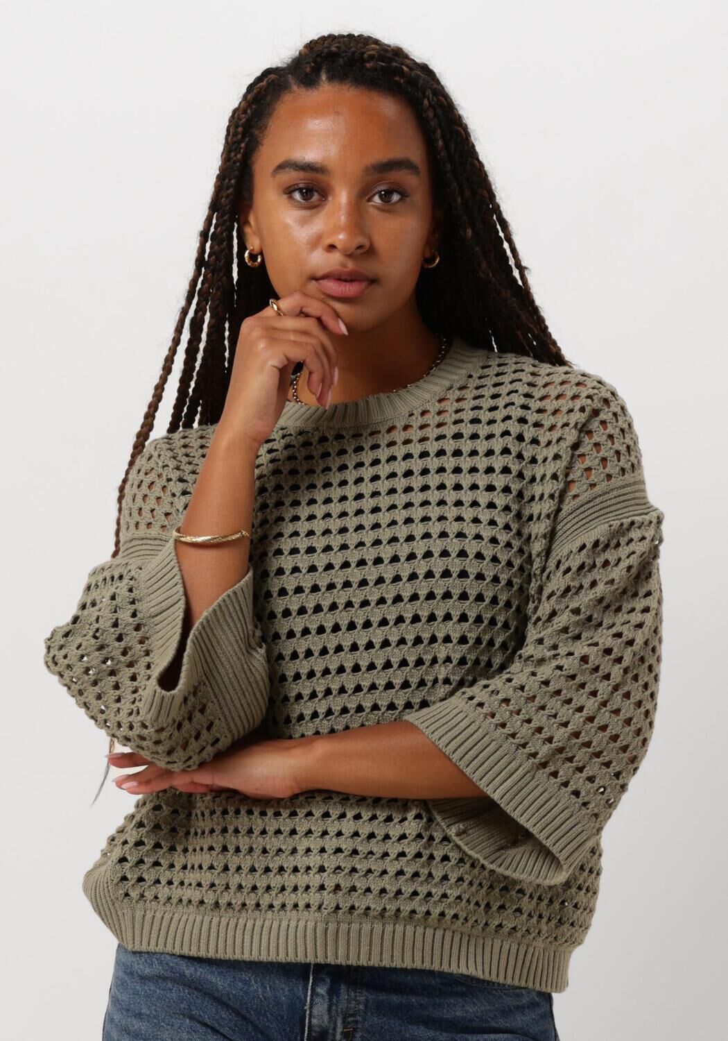 InWear Cool Hole Pattern Knit Sweater Beige Dames