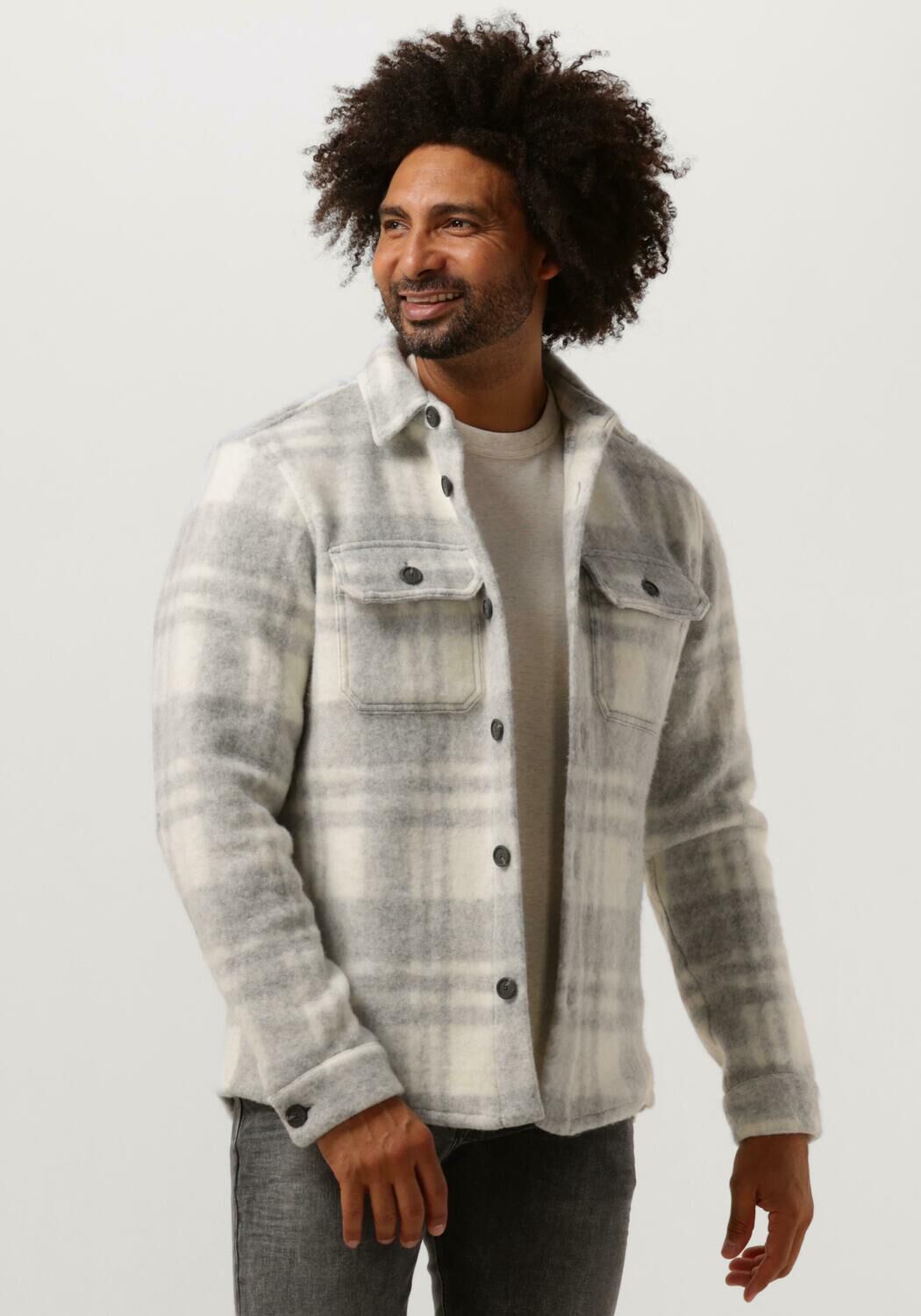 PROFUOMO Heren Overhemden Overshirt Knit Boil Wl Grijs