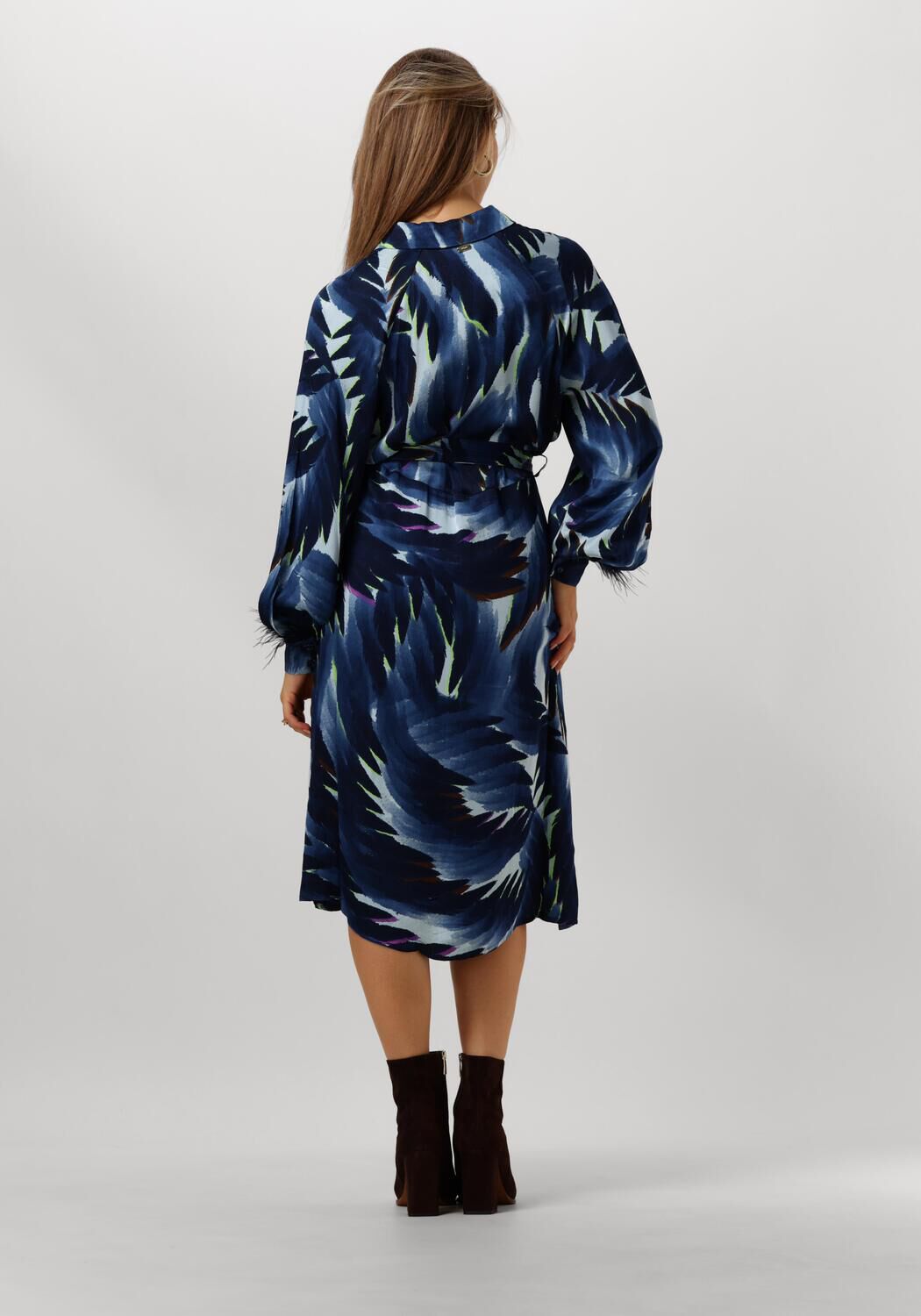 POM AMSTERDAM Dames Jurken Jada Feathers Blue Blauw