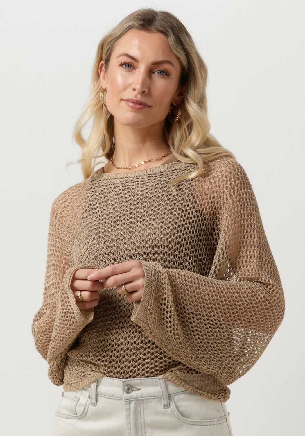 RESORT FINEST Dames Truien & Vesten Crochet Sweater Beige