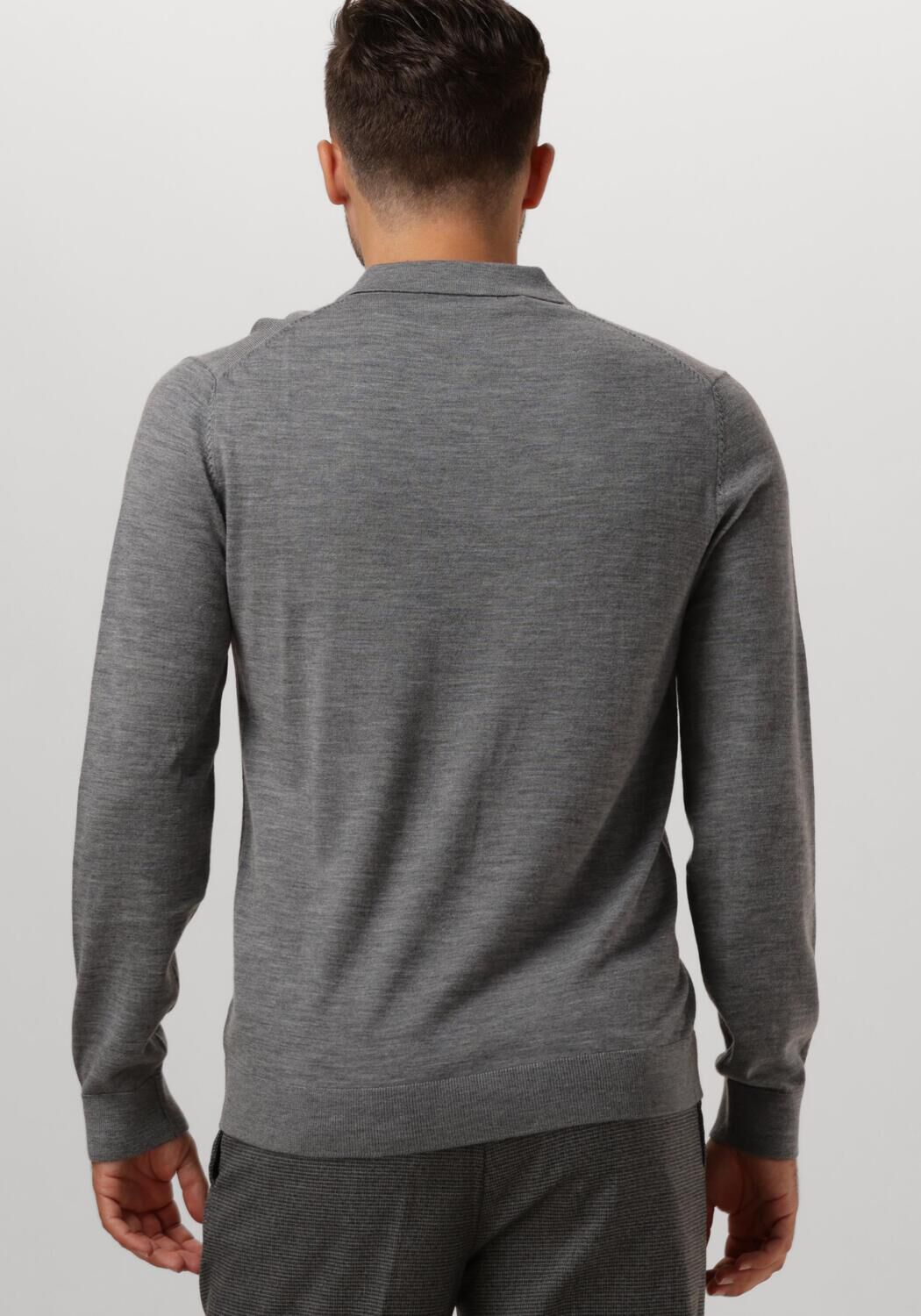 SELECTED HOMME Heren Truien & Vesten Slhtray Ls Knit Merino Polo Grijs