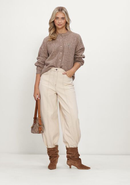 Taupe OBJECT Trui OBJFLORA RE LS KNIT BUTTON CARDIGAN NOOS - large