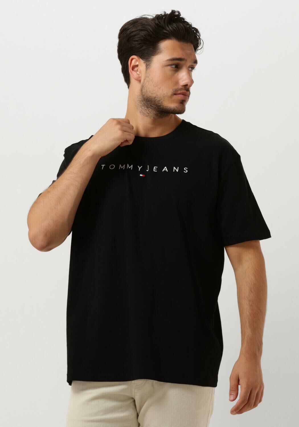TOMMY JEANS Heren Polo's & T-shirts Tjm Reg Linear Logo Tee Ext Zwart