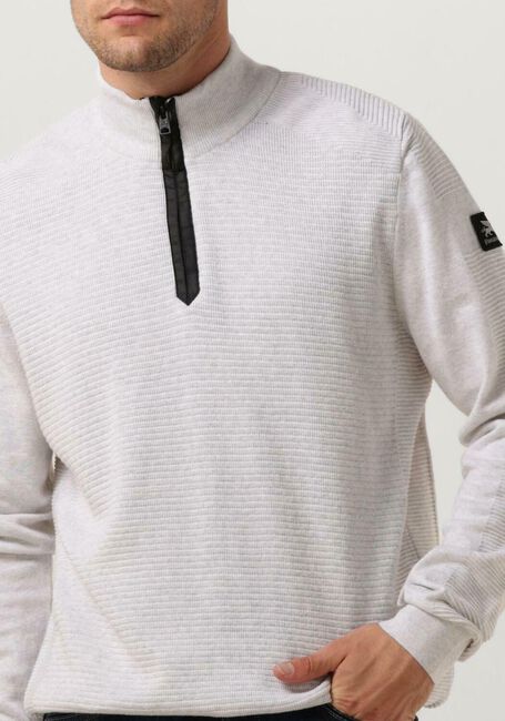 Ecru VANGUARD Trui HALP ZIP COLLAR COTTON STRUCTURE - large
