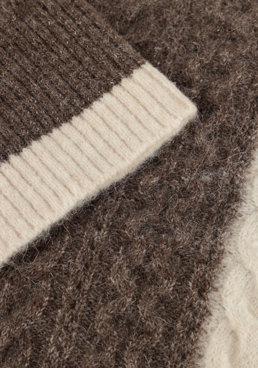 Beige OBJECT Trui OBJROSA KNIT L/S RE PULLOVER - large