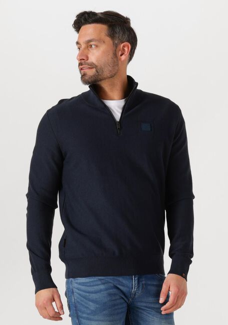Donkerblauwe PME LEGEND Trui HALF ZIP COLLAR COTTON MODAL - large